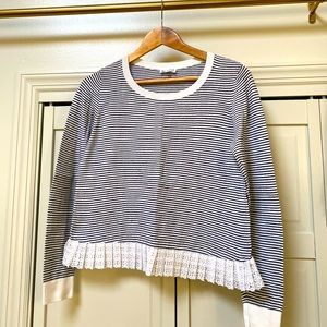 Cotton and lace striped sweater
